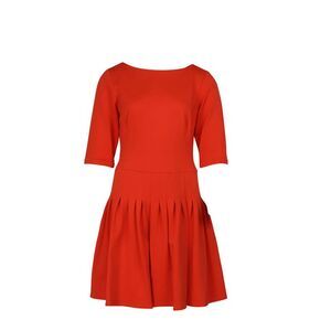 Issa Pleated Dress in Orange Viscose